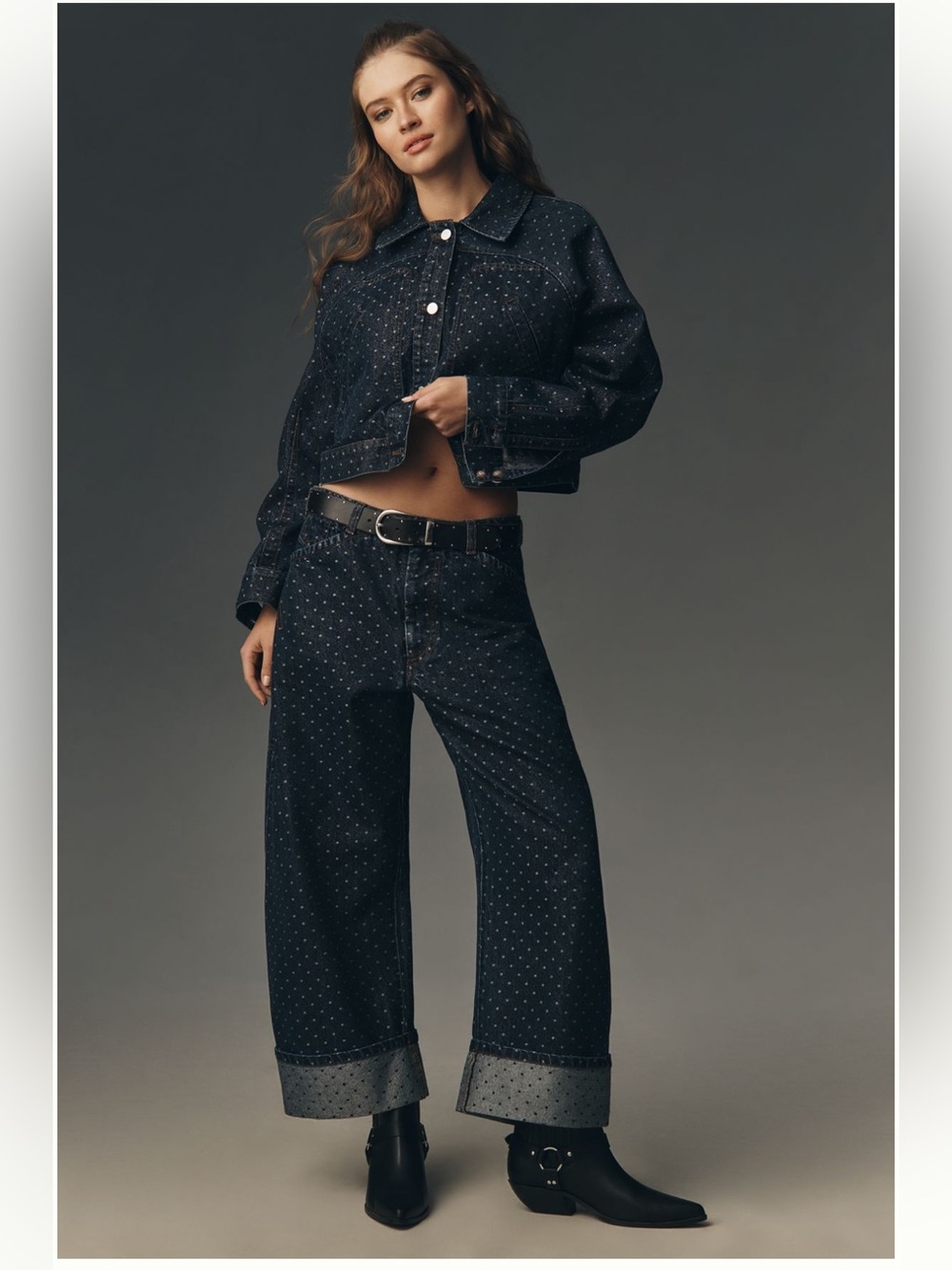 Kayden High Rise Carpenter Barrel Jeans Pilcro polka dot NWT silver 20W Anthro